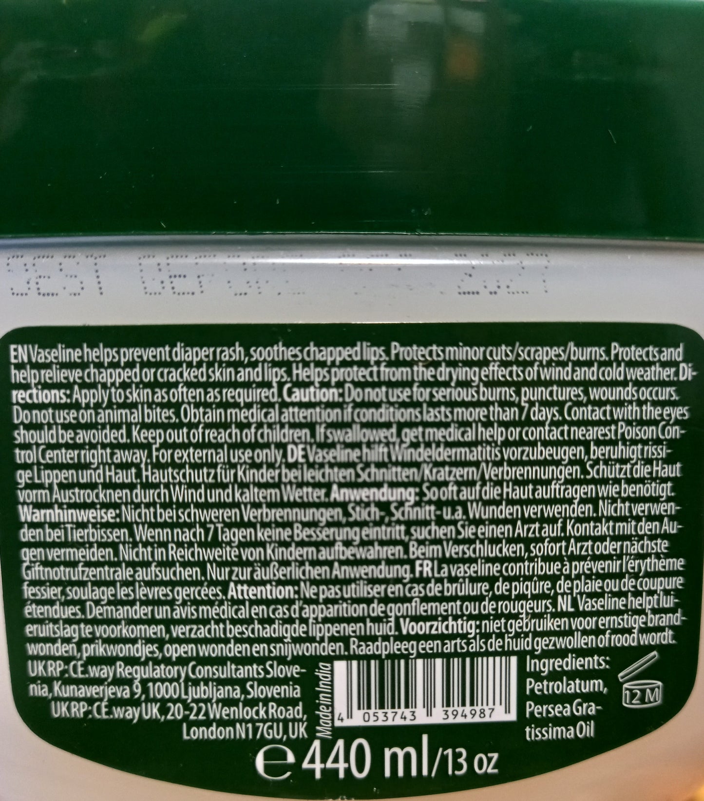 Vasellina gel avocado oil